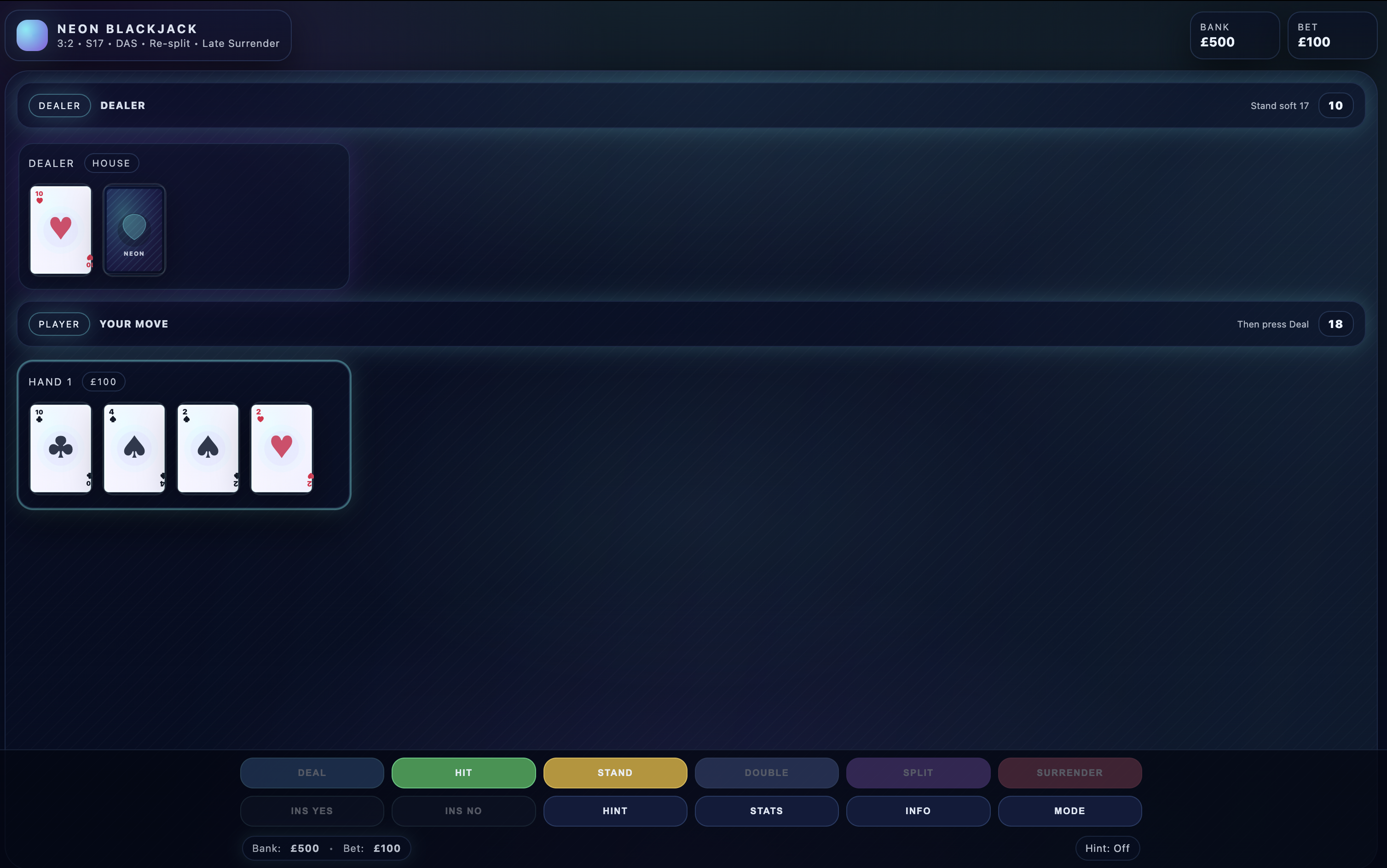 Neon Blackjack Landscape